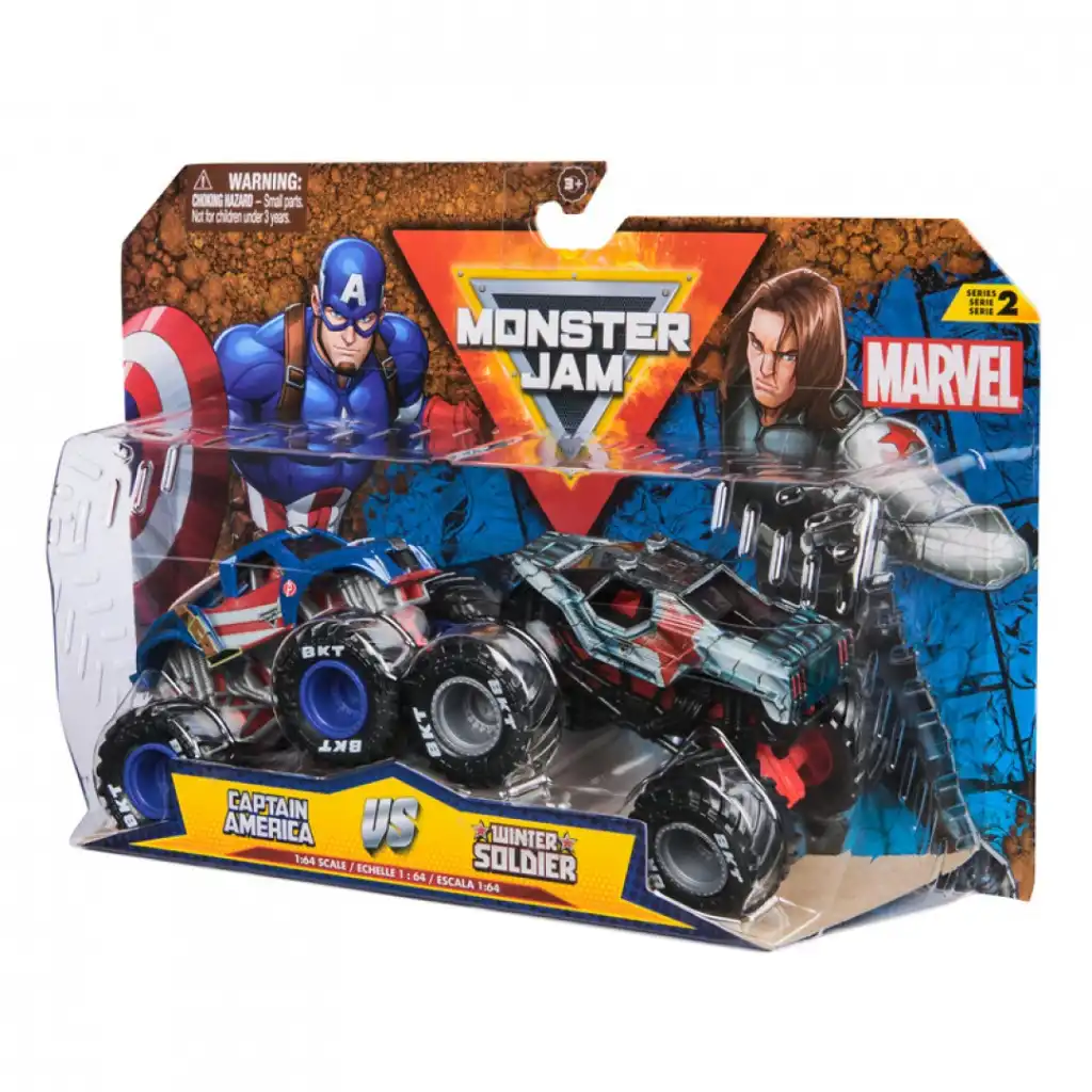 Sæt gang i utrolige action med de legendariske Monster Trucks fra Marvel.