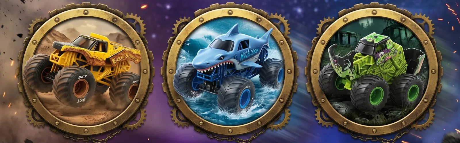 Oplev total ødelæggelse med eksklusive mini Monster Jam trucks.